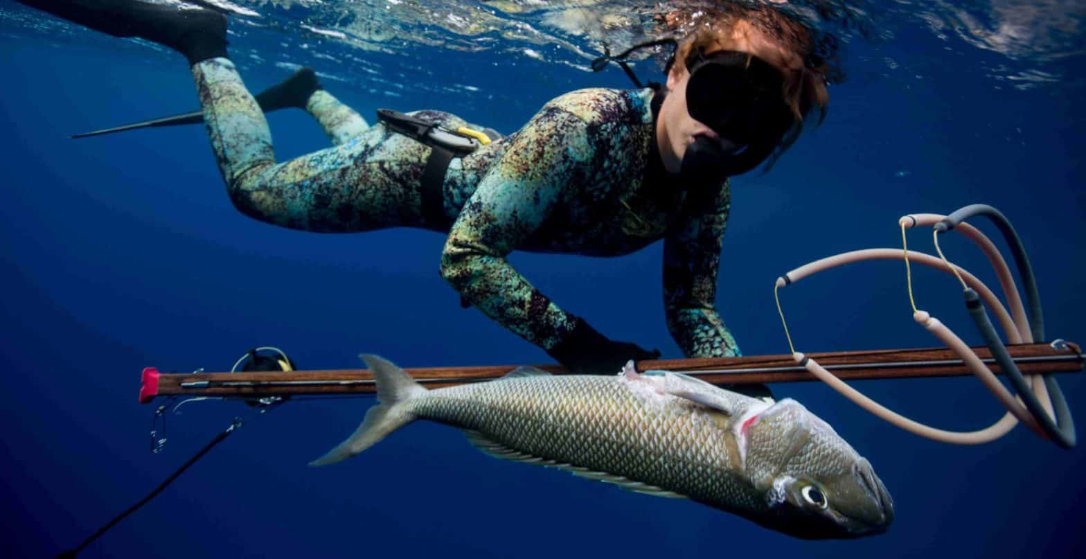 Underwater Fishing with a Pole Spear