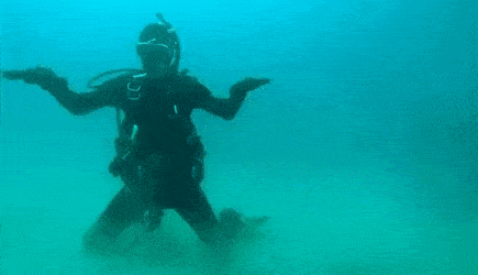 diver dancing underwater